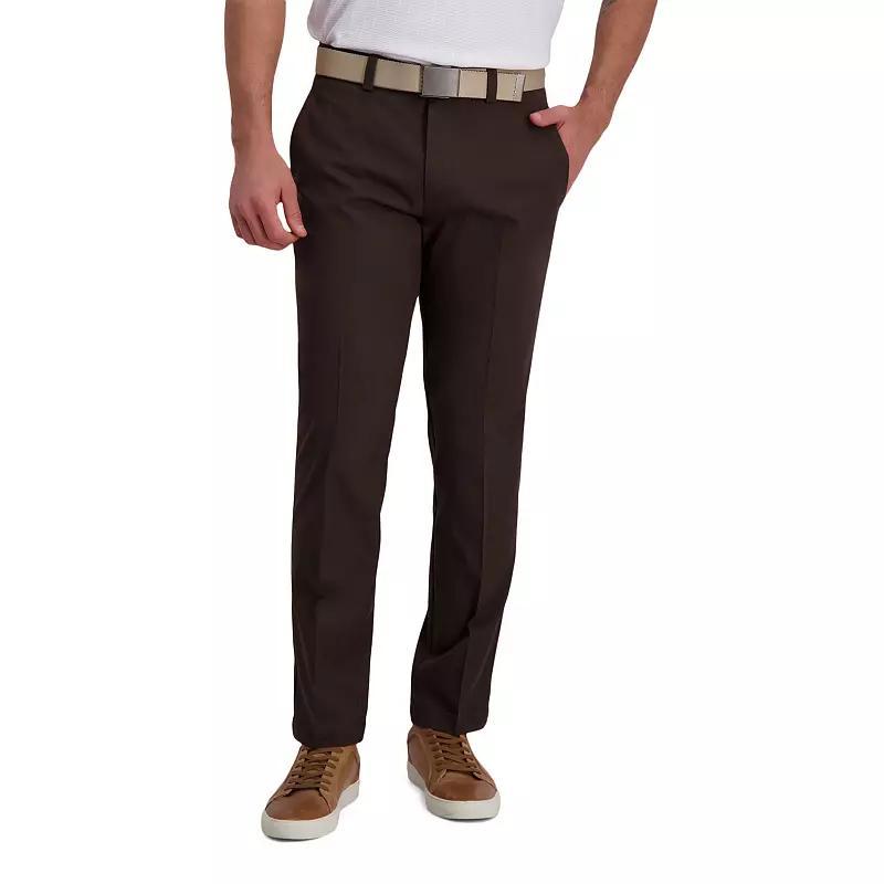 Mens Haggar Cool Right Performance Flex Straight-Fit Flat-Front Pants Black Product Image