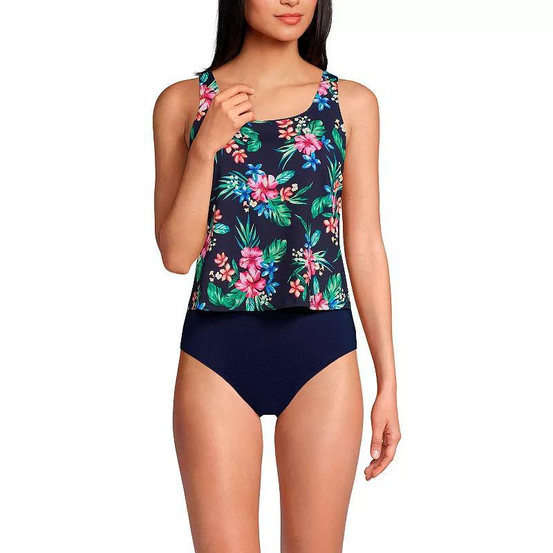 Womens Lands End Chlorine Resistant Scoop Neck One-Piece Fauxkini Swimsuit Product Image