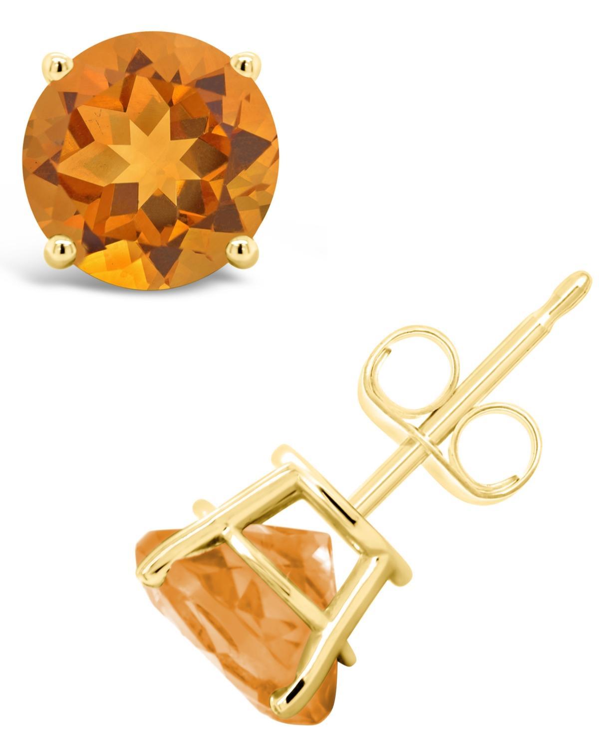 14k Gold Citrine Stud Earrings, Women's, Orange Product Image