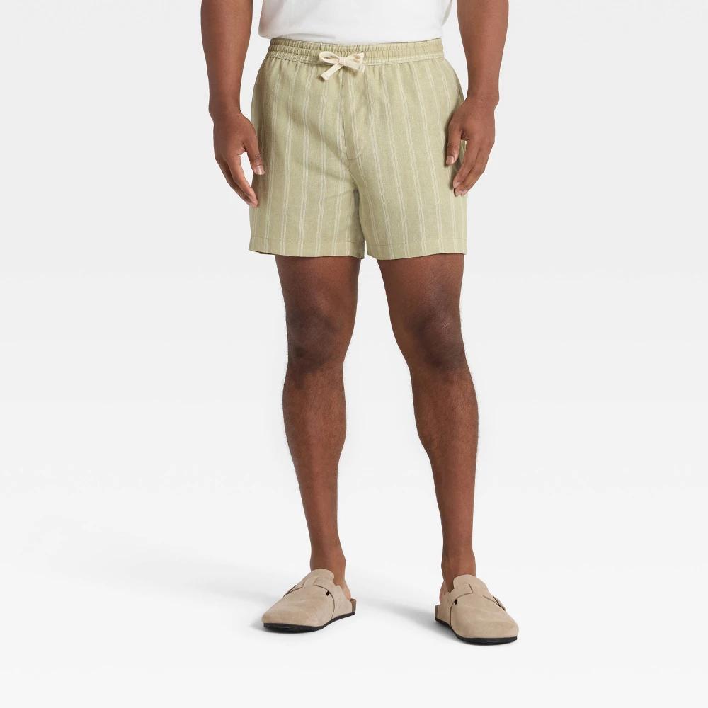Men's Striped 5" Elevated Pull-On Shorts - Goodfellow & Co™ Teal Green XL Product Image