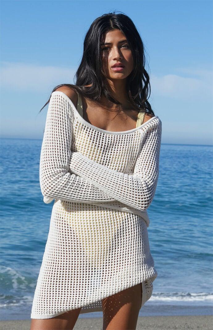 Women's Elena Crochet Boat Neck Mini Dress Product Image