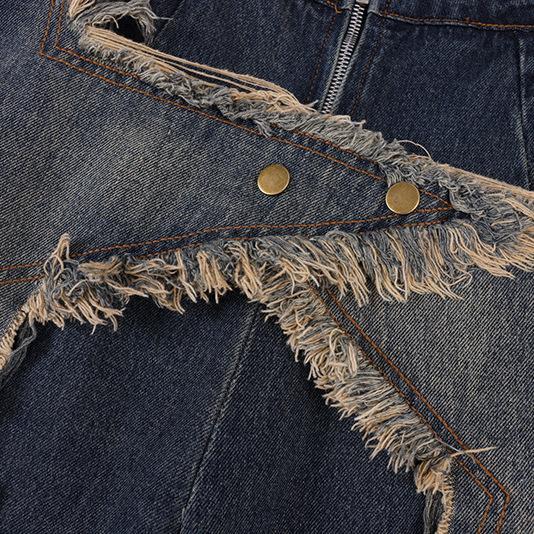 Sopula Vintage Washed Star Patchwork Raw Edge Jeans Product Image