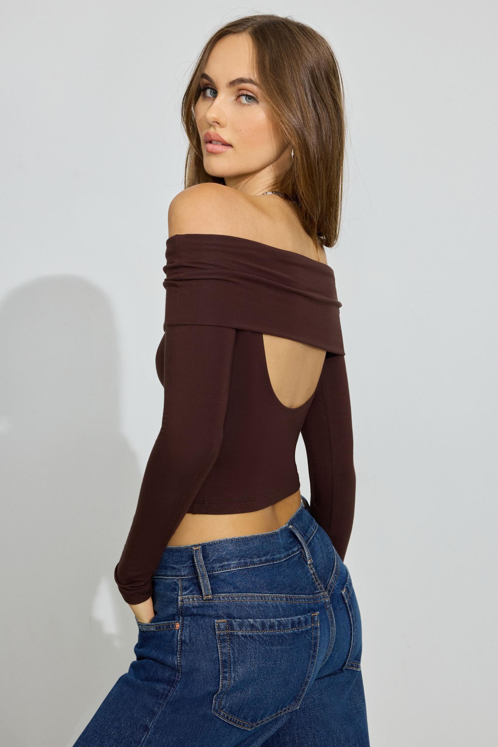 Off Shoulder Snap Front Top Product Image