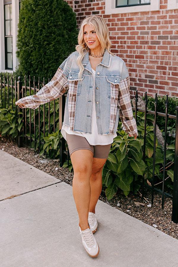 Fall Latte Denim Jacket Curves Product Image