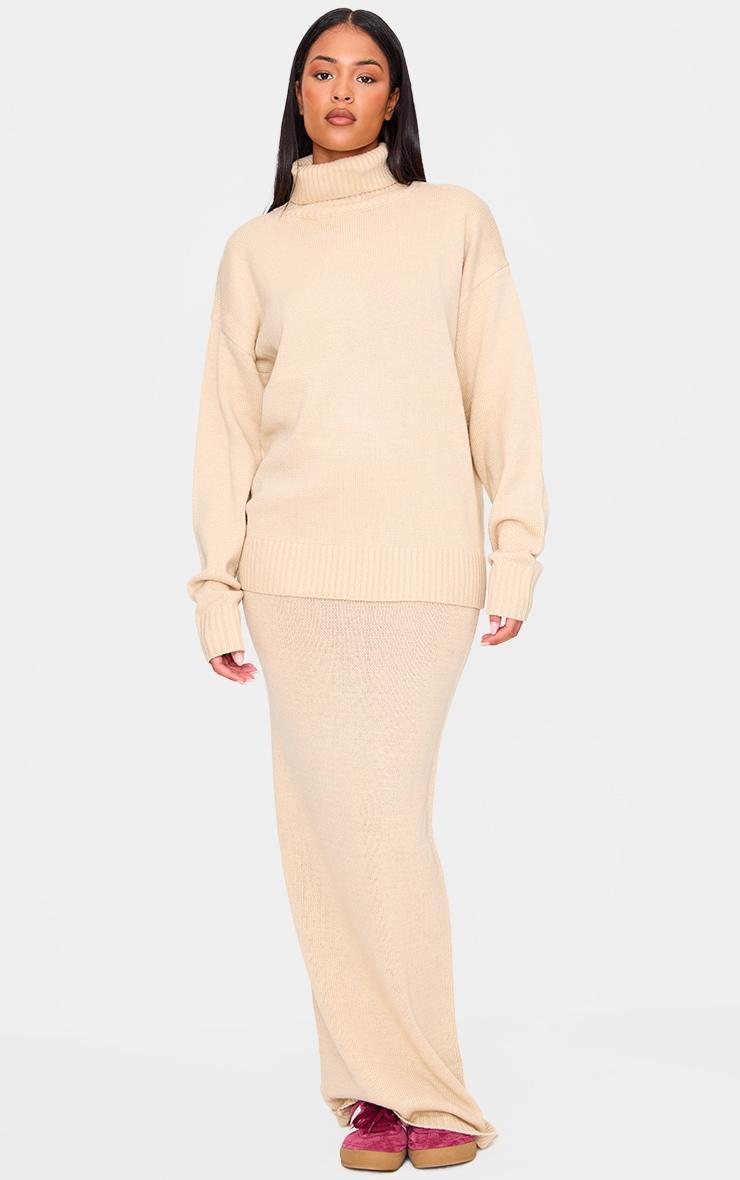 Tall Stone Soft Knit Roll Neck Oversized Sweater Product Image