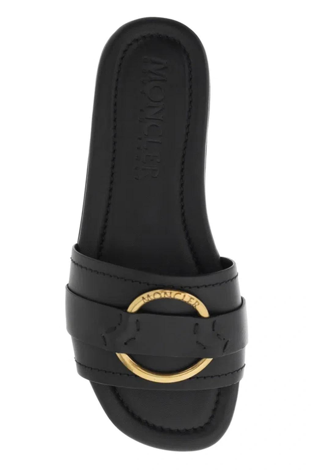 MONCLER Leather Bell Slides For Women In Black Product Image