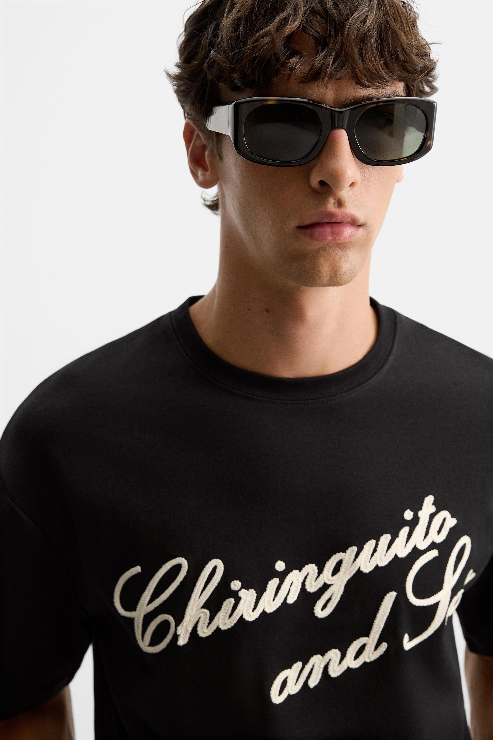 EMBROIDERED TEXT T-SHIRT Product Image