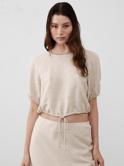 Linen-Blend Tie-Hem Top Product Image