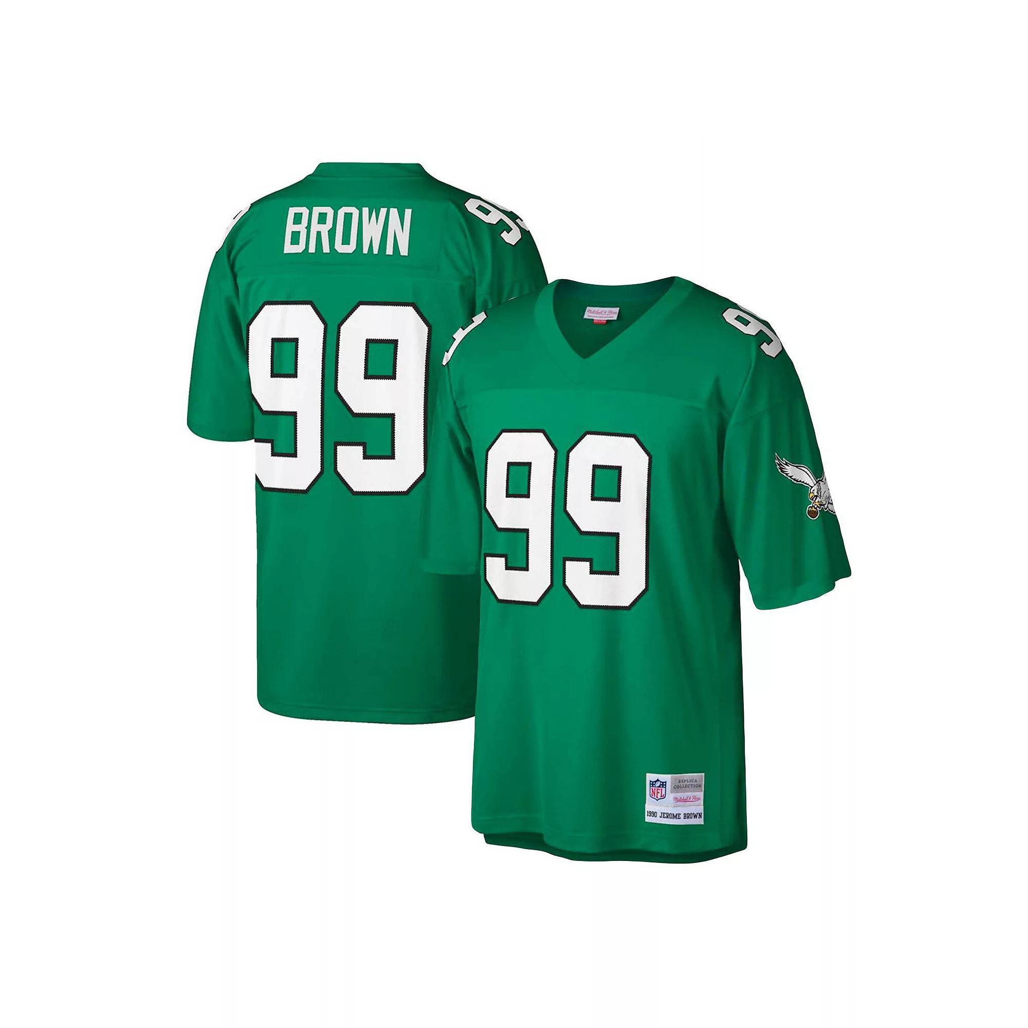 Mens Mitchell & Ness Jerome Brown Kelly Philadelphia Eagles Big & Tall 1990 Retired Player Replica Jersey Product Image