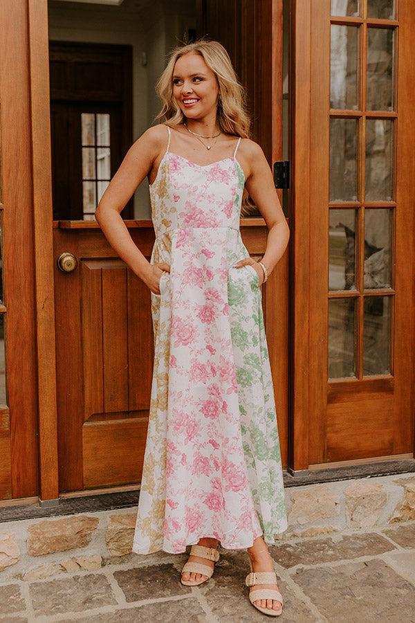 Loving Gaze Floral Color Block Maxi Dress Product Image