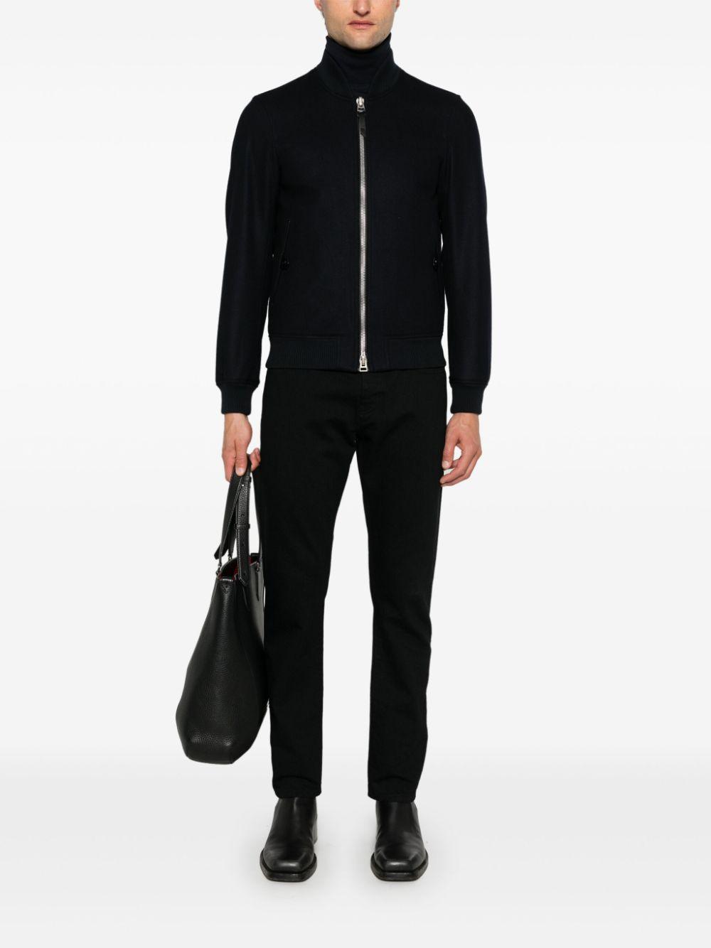 TOM FORD Light Felted Bomber Jacket In Blue Product Image