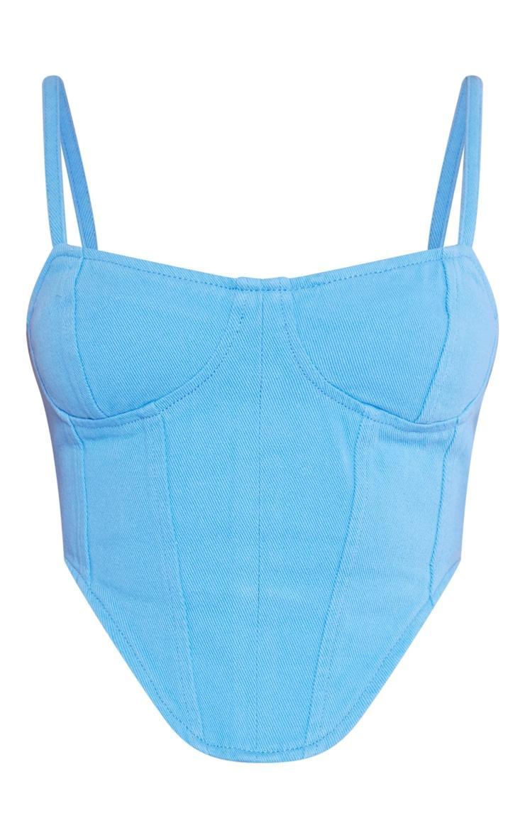 Blue Dipped Hem Denim Corset Product Image