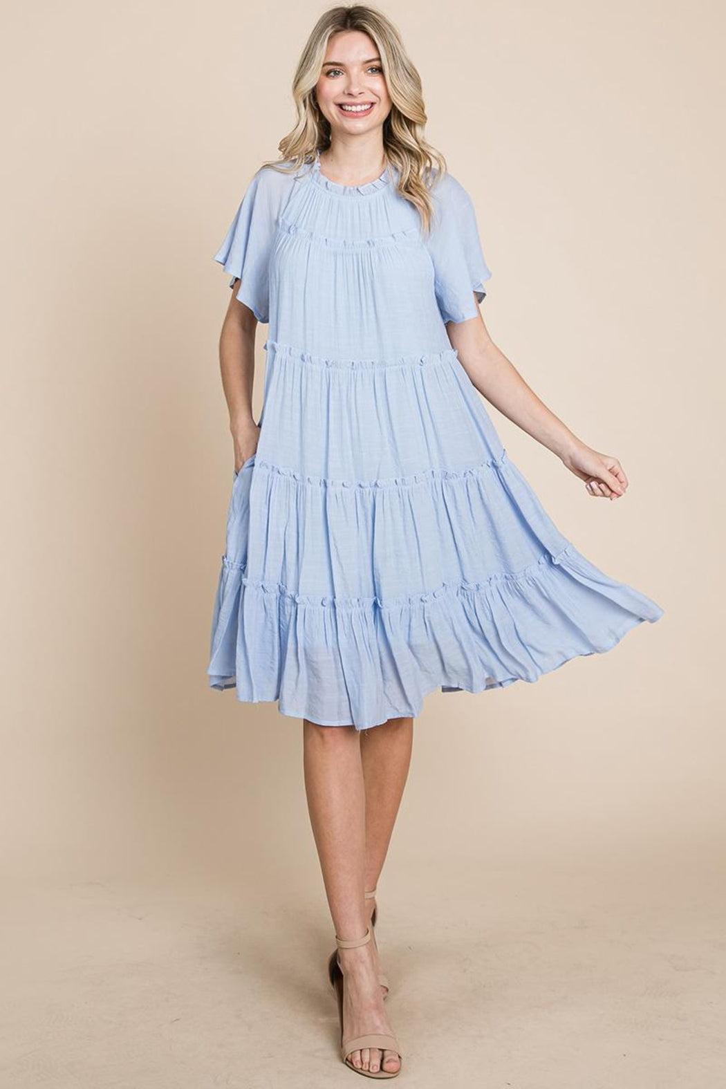 Tiered Babydoll Dress With Pockets Female Product Image