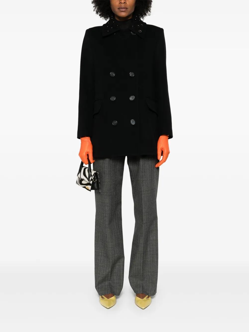 MSGM Eyelet-detail Coat In Black Product Image