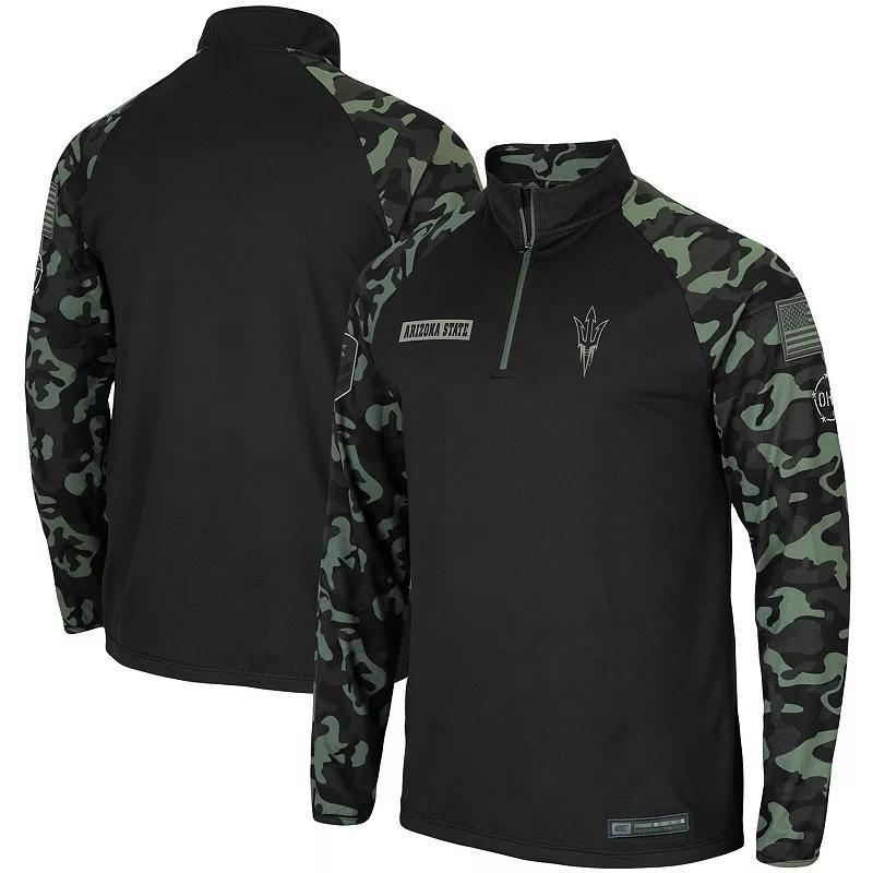 Mens Colosseum Black Georgia Southern Eagles OHT Military Appreciation Take Flight Raglan Quarter-Zip Jacket Product Image