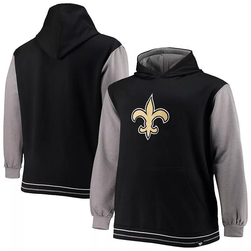 Men's Fanatics Branded Black/Gray New Orleans Saints Big & Tall Block Party Pullover Hoodie, Size: XLT Product Image