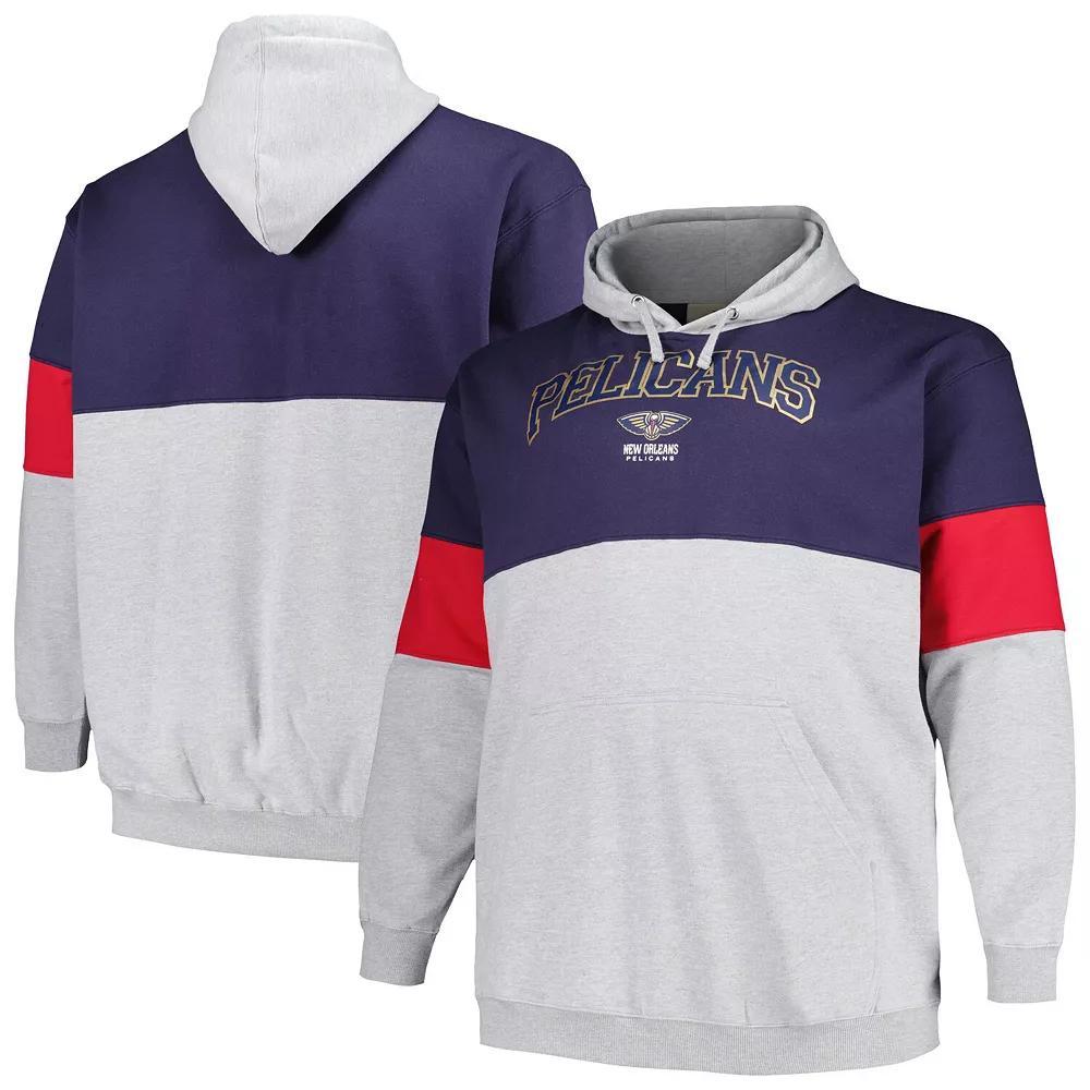 Men's Fanatics Branded Navy/Red New Orleans Pelicans Big & Tall Pullover Hoodie,  Product Image