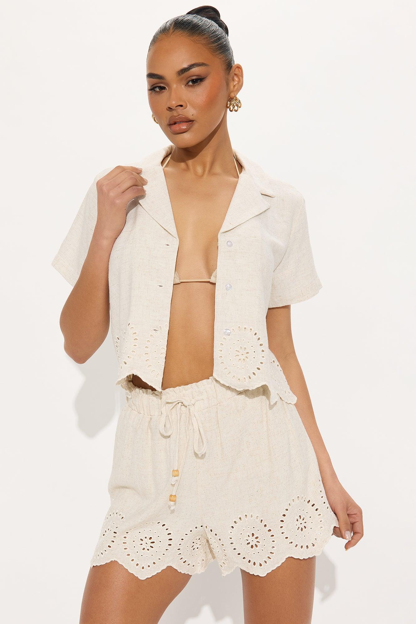 Honest Love Linen Short Set - Cream Product Image