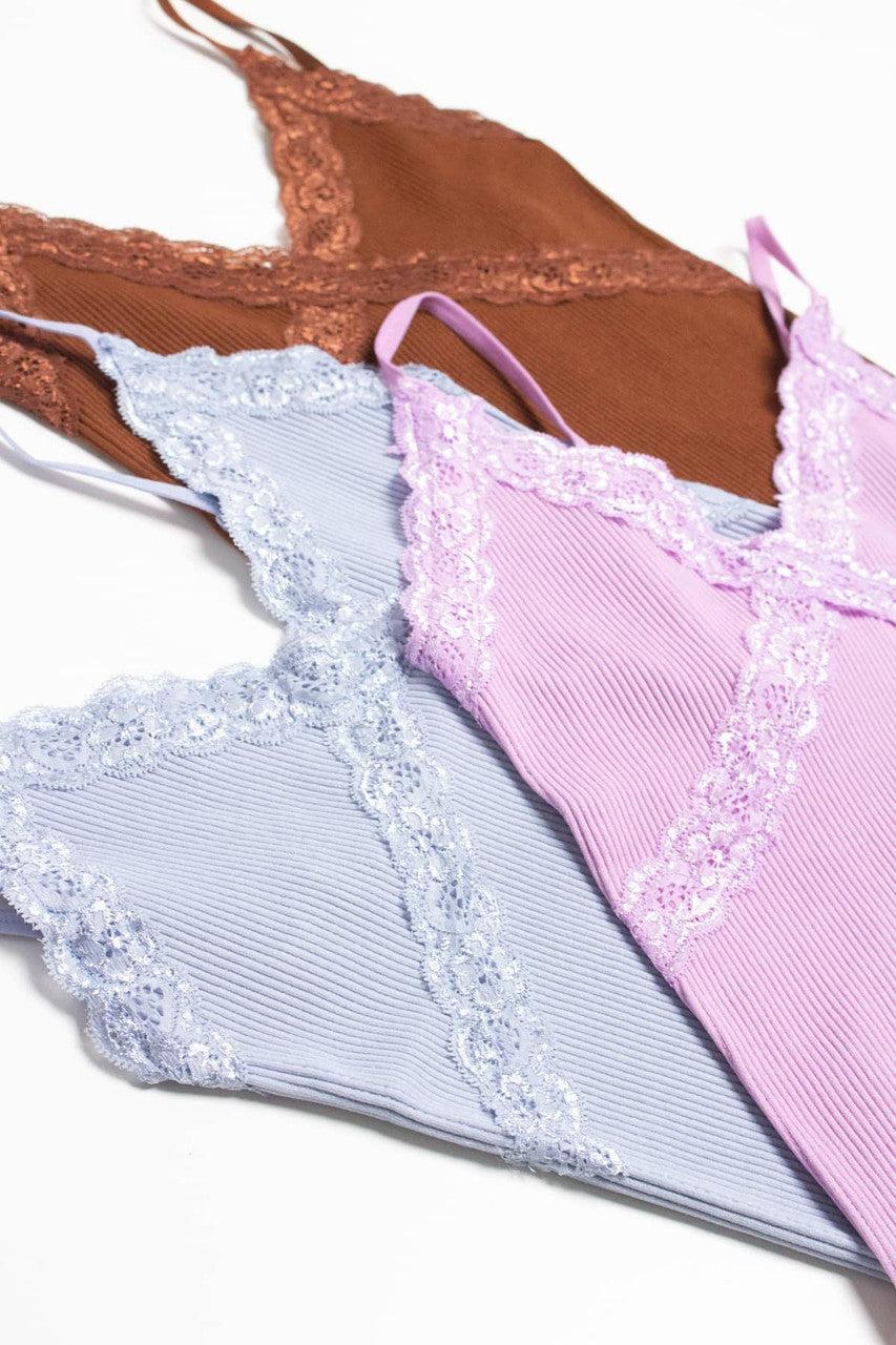 Violet Seamless Lace Trim Crop Cami Product Image