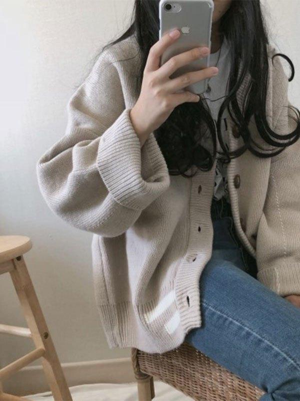 Button Down Striped Knit Cardigan Product Image