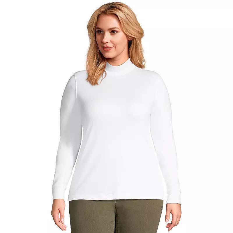 Plus Size Lands End Relaxed Mockneck Top, Womens Product Image