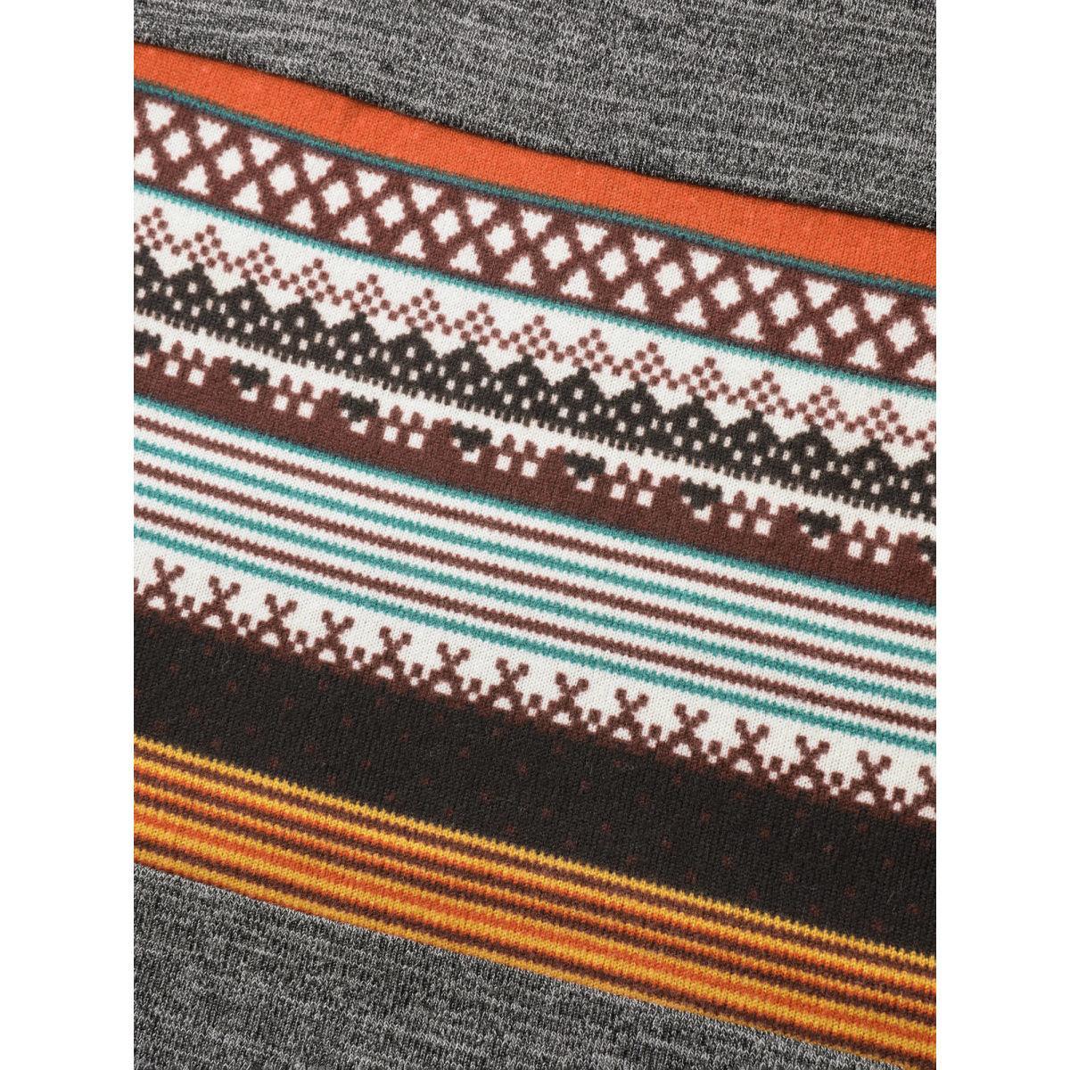 Plus Size Tunic Boho Print Pocket T-shirt DimGray Women Leisure Contrast Round Neck Loose Casual T-shirts BloomChic 30/6X Product Image