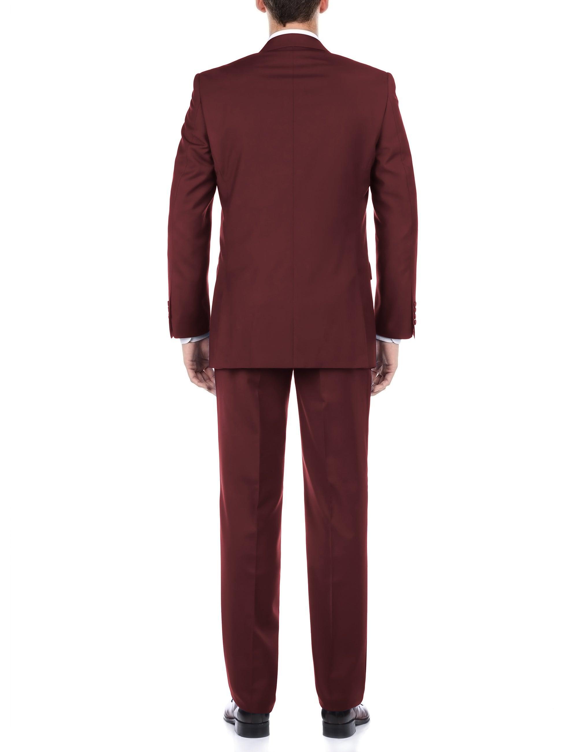 (46S) 2 Piece Suit 2 Buttons Regular Fit In Burgundy Product Image