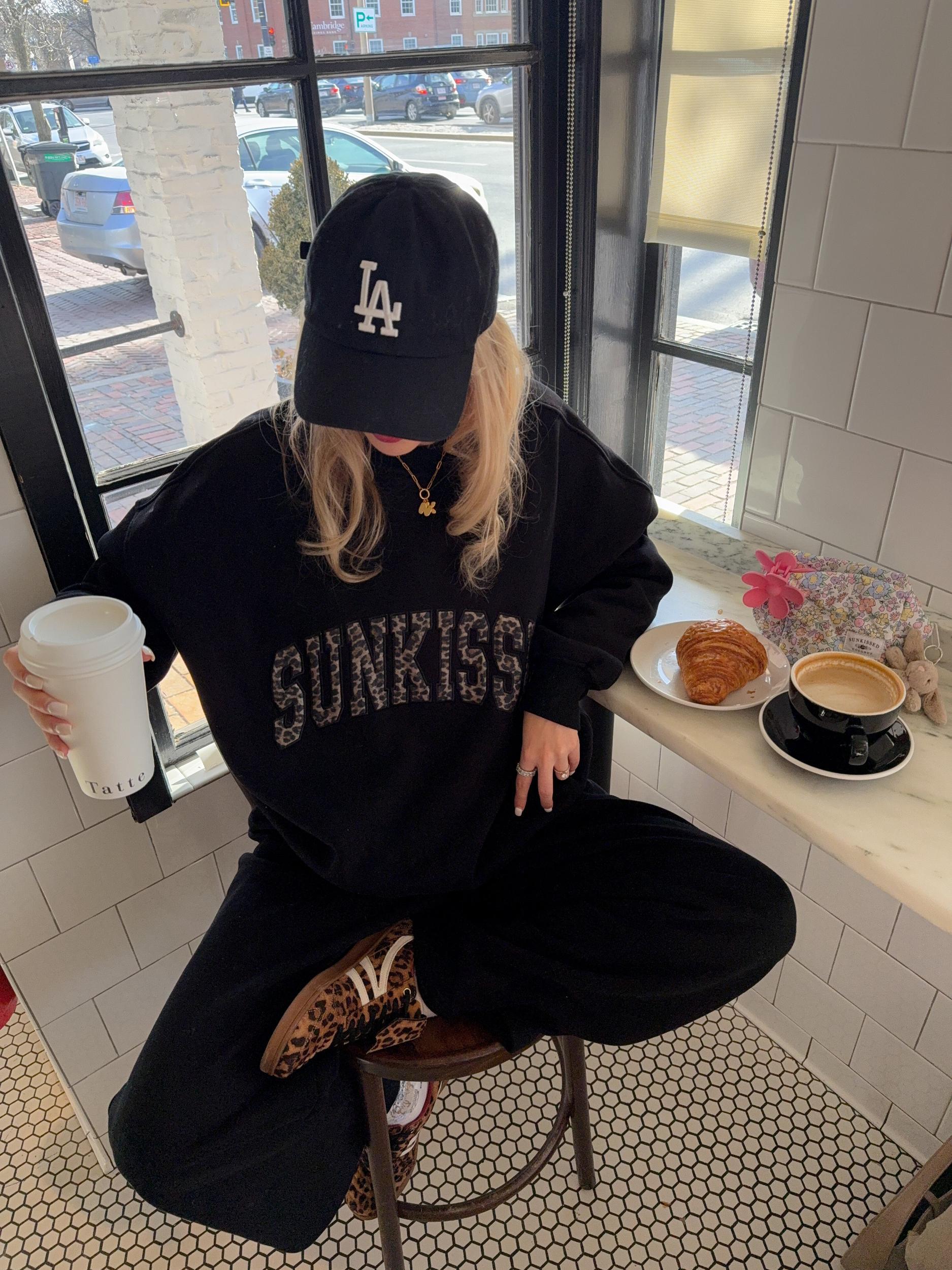 Black Basic Blank Flare Sweatpants Product Image