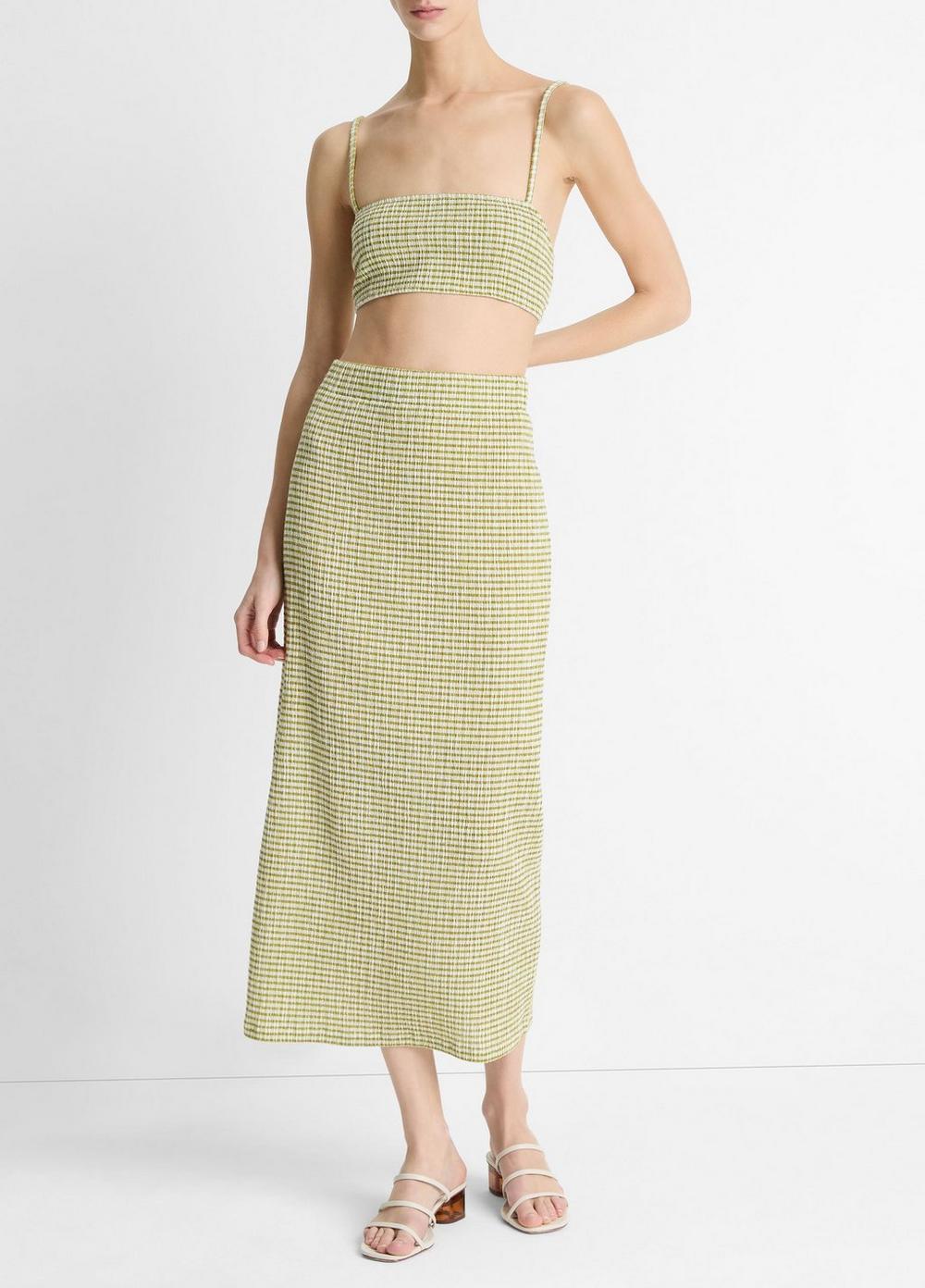 Checked Smocked Midi Skirt Product Image