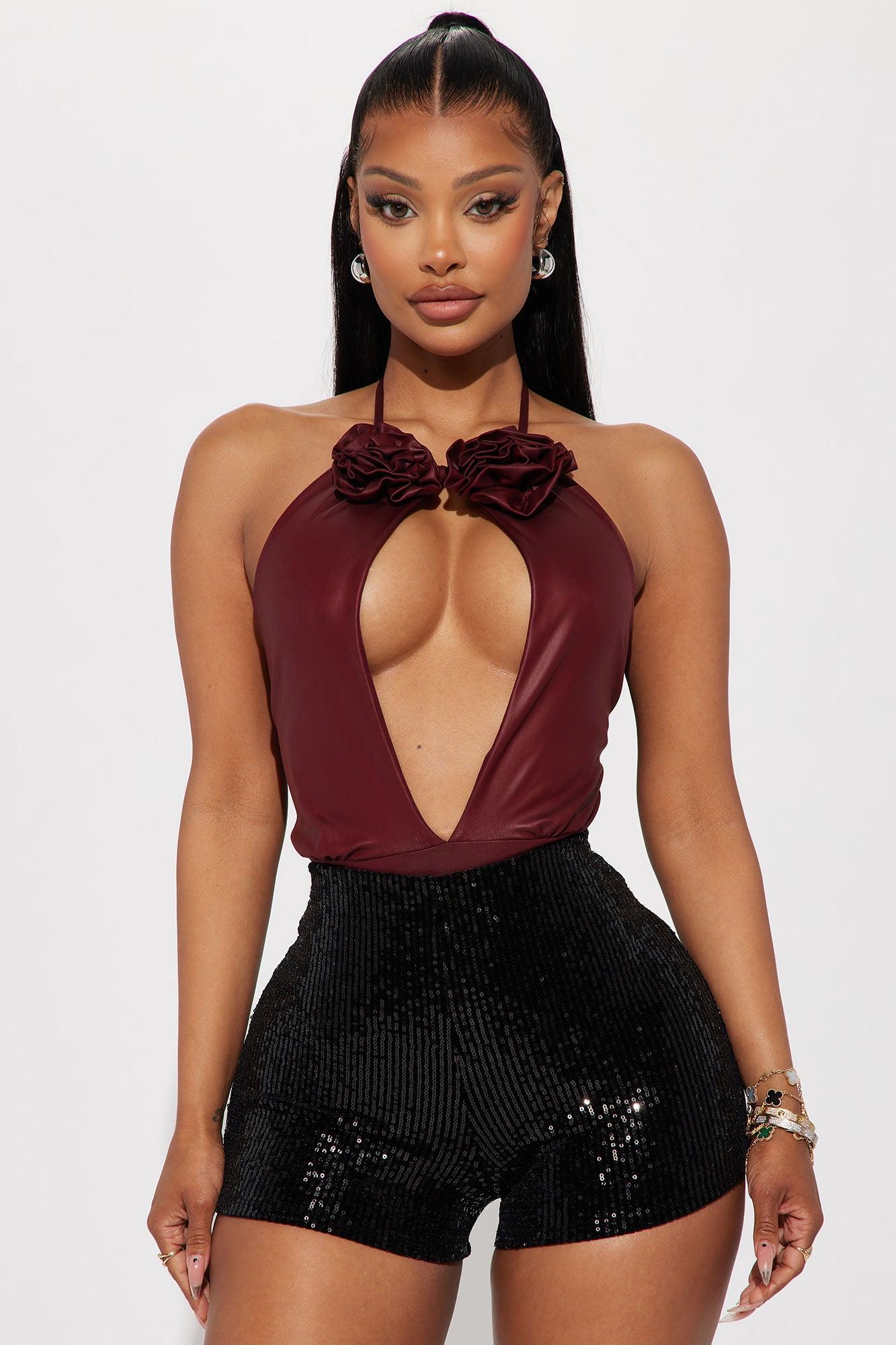 Carmelita Cut Out Bodysuit - Wine Product Image