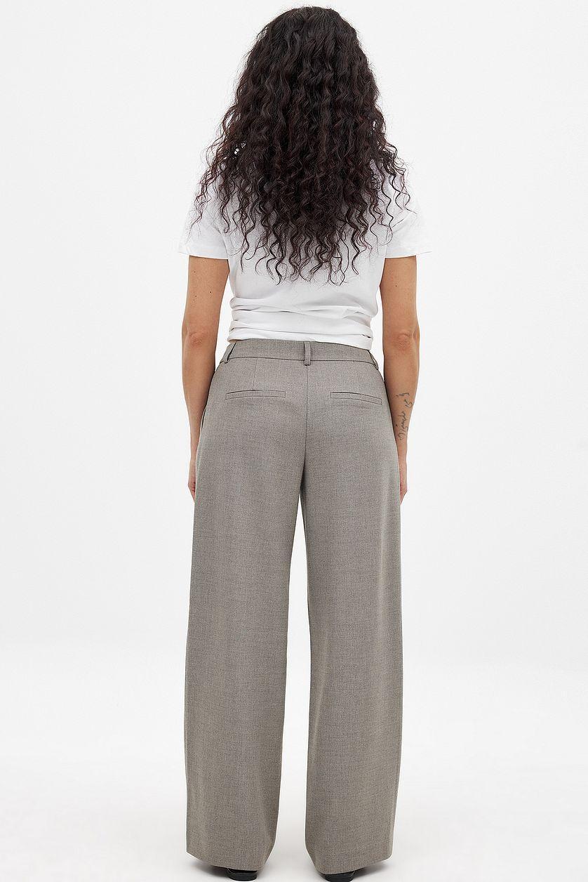 Wide Mid Waist Suit Pants Product Image