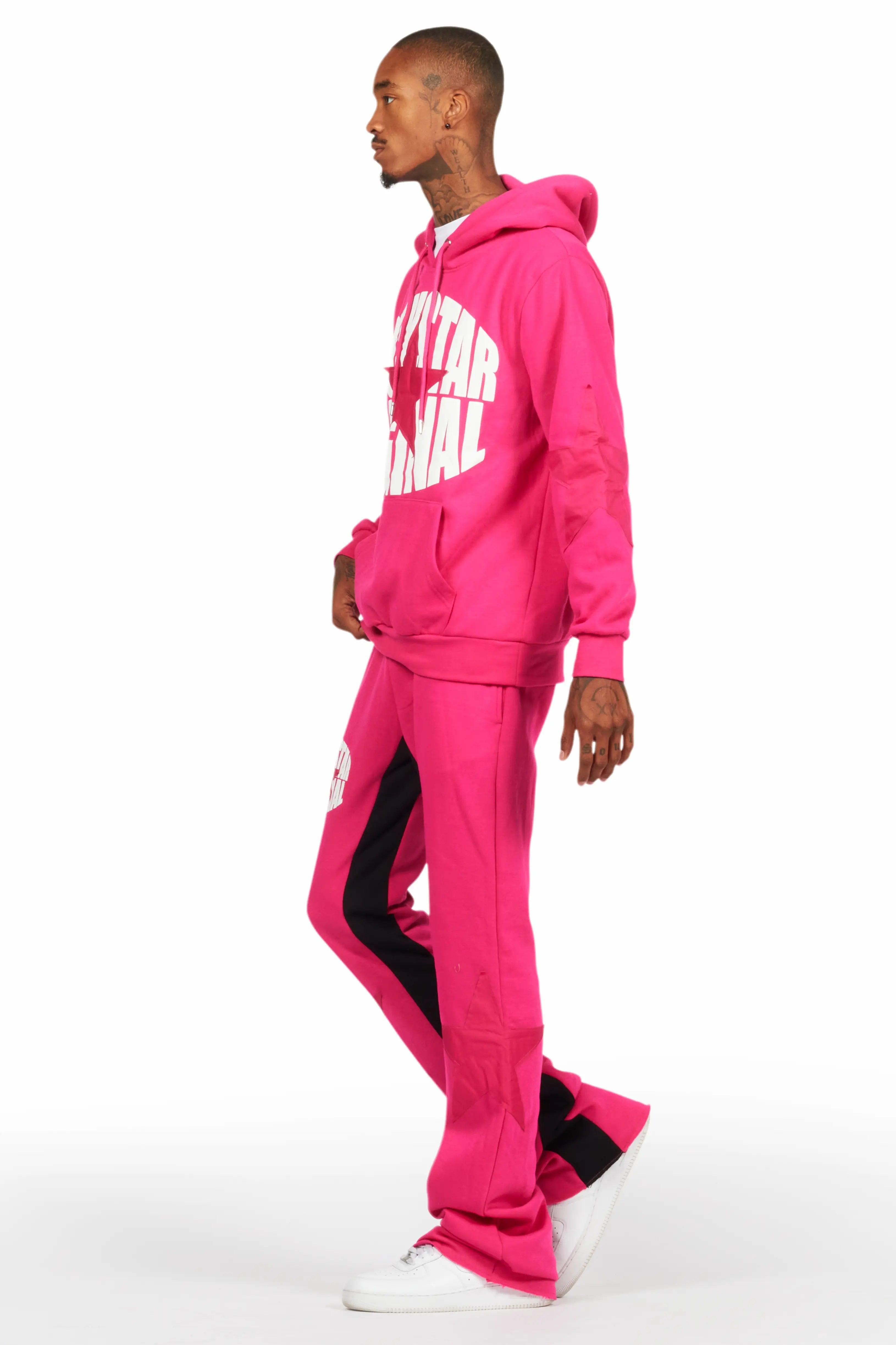 States Fuchsia Baggy Stacked Hoodie Track Set Male Product Image