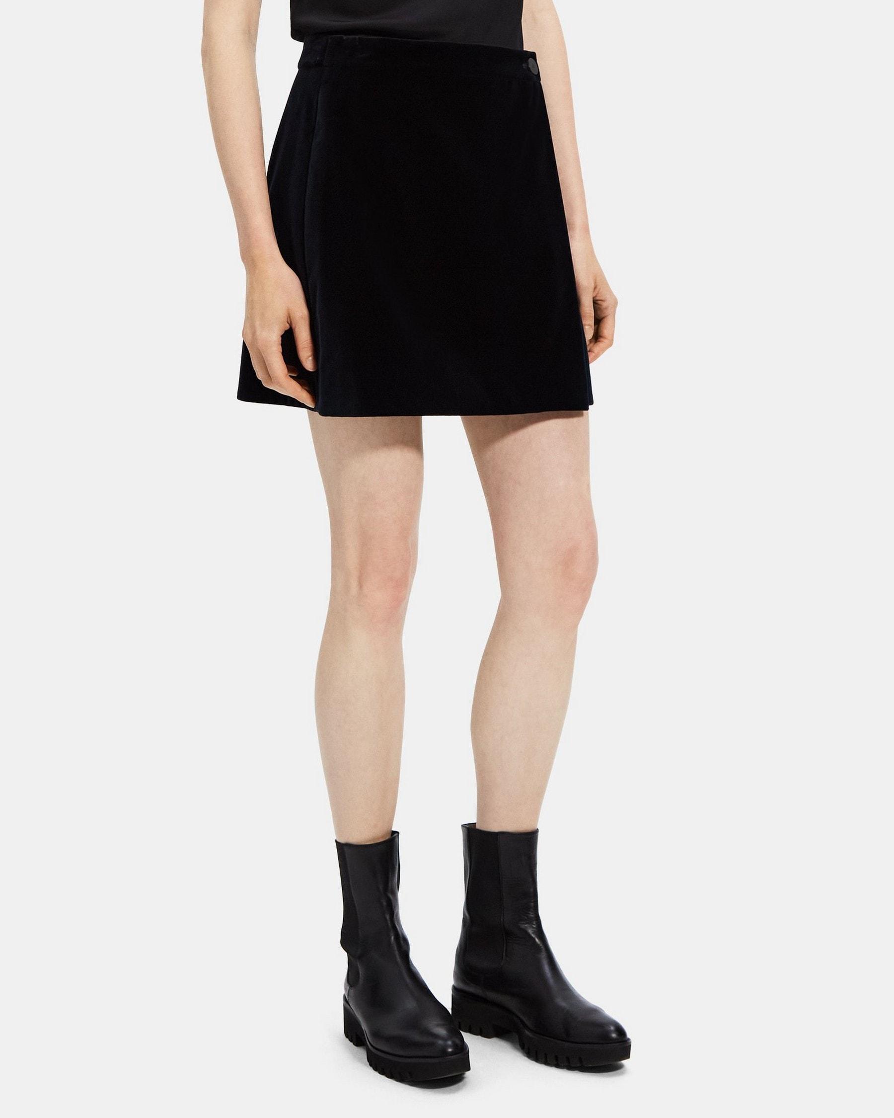 Wrap Mini Skirt in Stretch Velvet Product Image