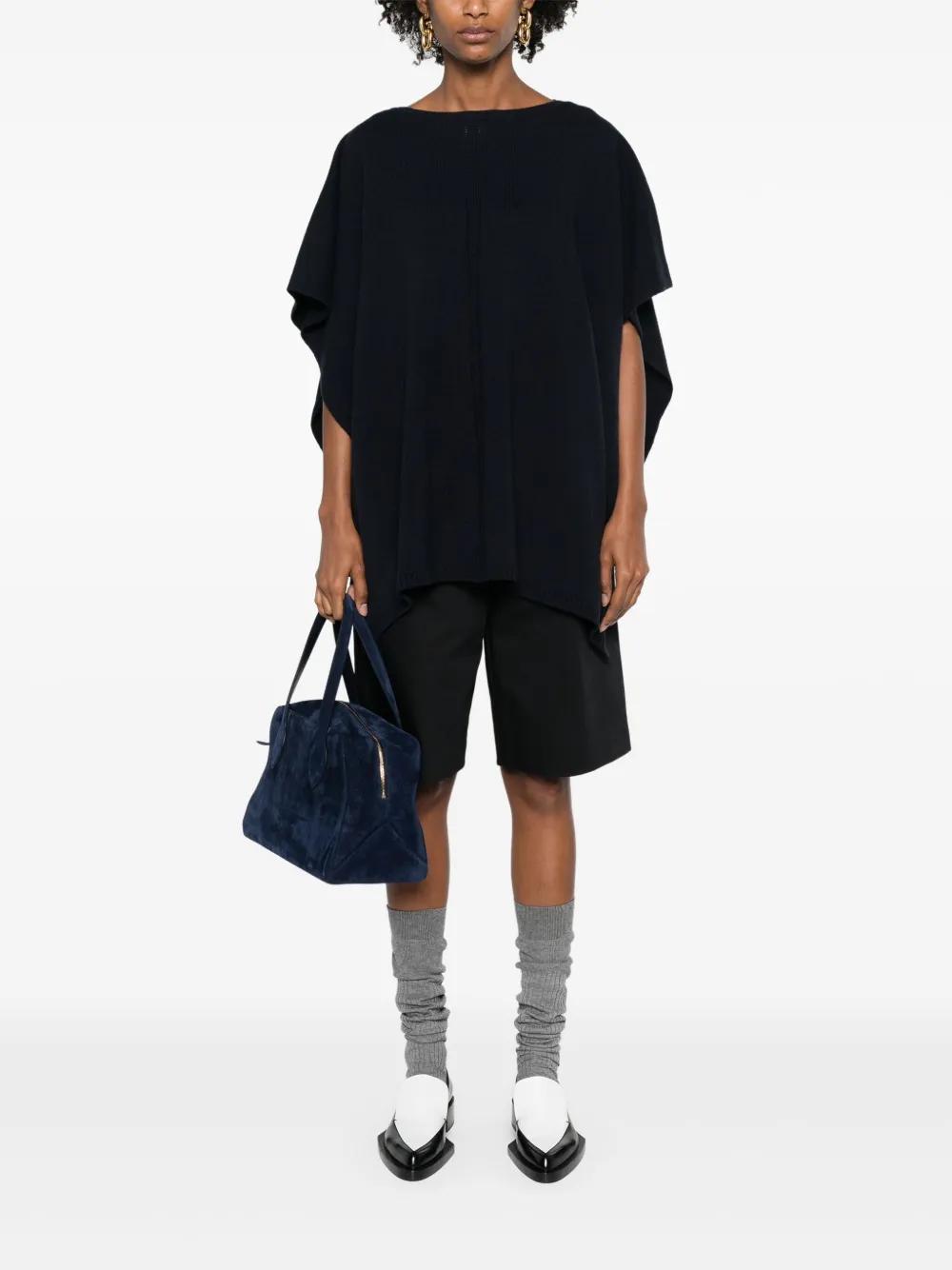 FABIANA FILIPPI Pointelle-knit Poncho In Blue Product Image