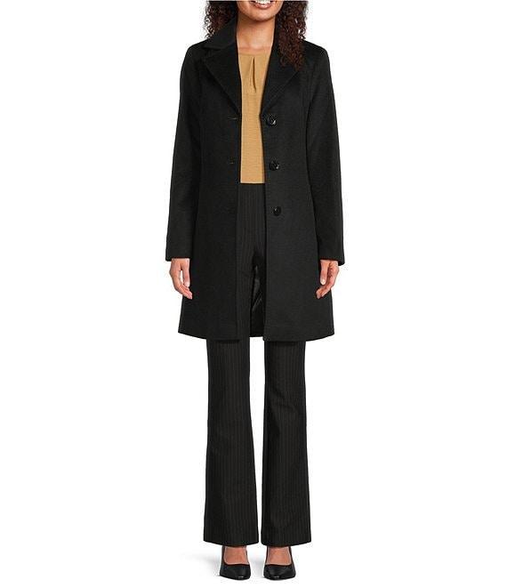 Donna Karan Wool Cashmere Blend Notch Collar Button Front Reefer Coat Product Image