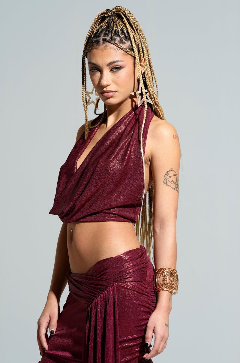 ALL OF THE GLAMOUR SLINKY HALTER NECK TOP Product Image