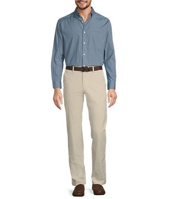 Roundtree & Yorke Long Sleeve Geometric Print Slub Sport Shirt Product Image