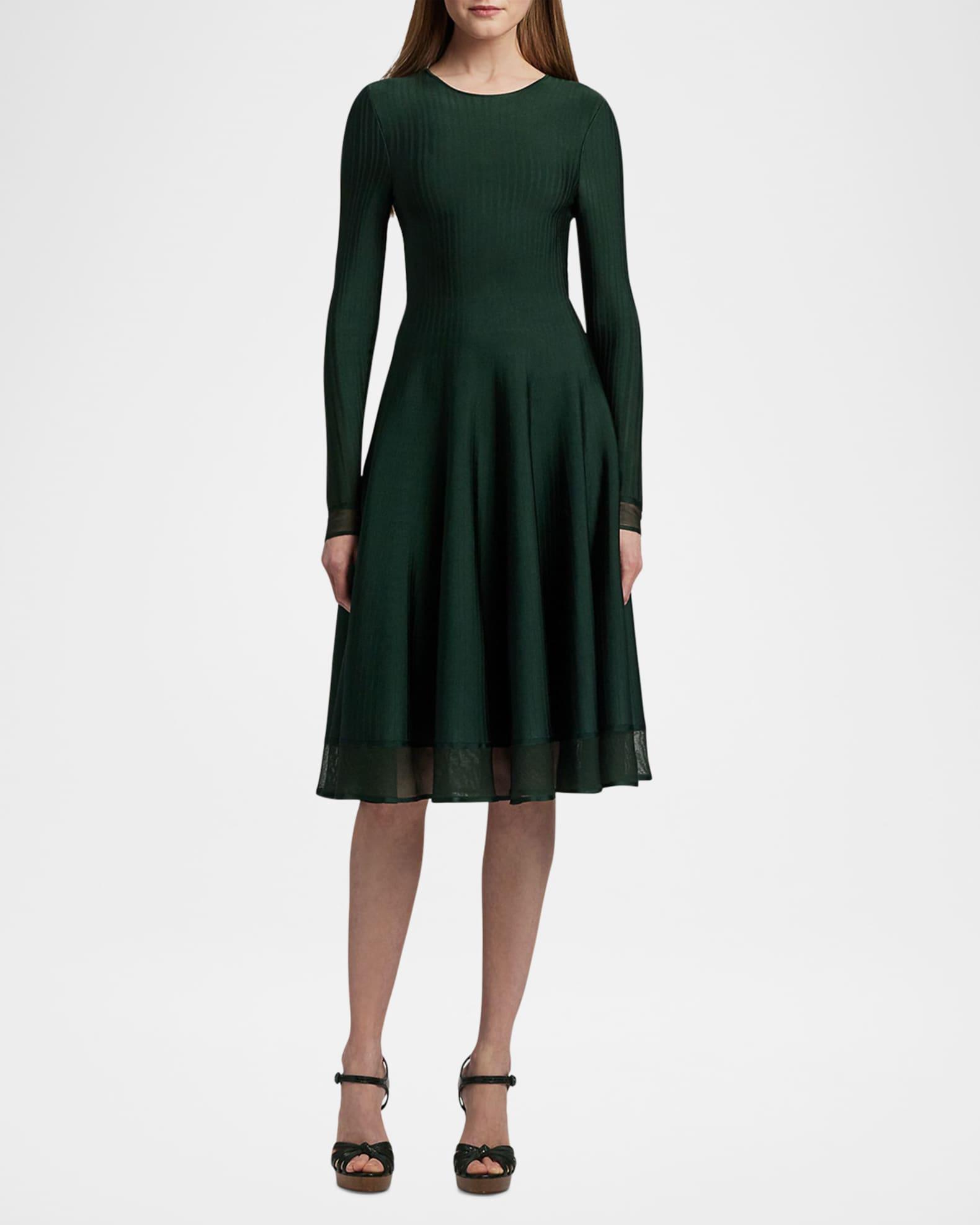 Viscose Sheer Edge Crewneck Dress Product Image