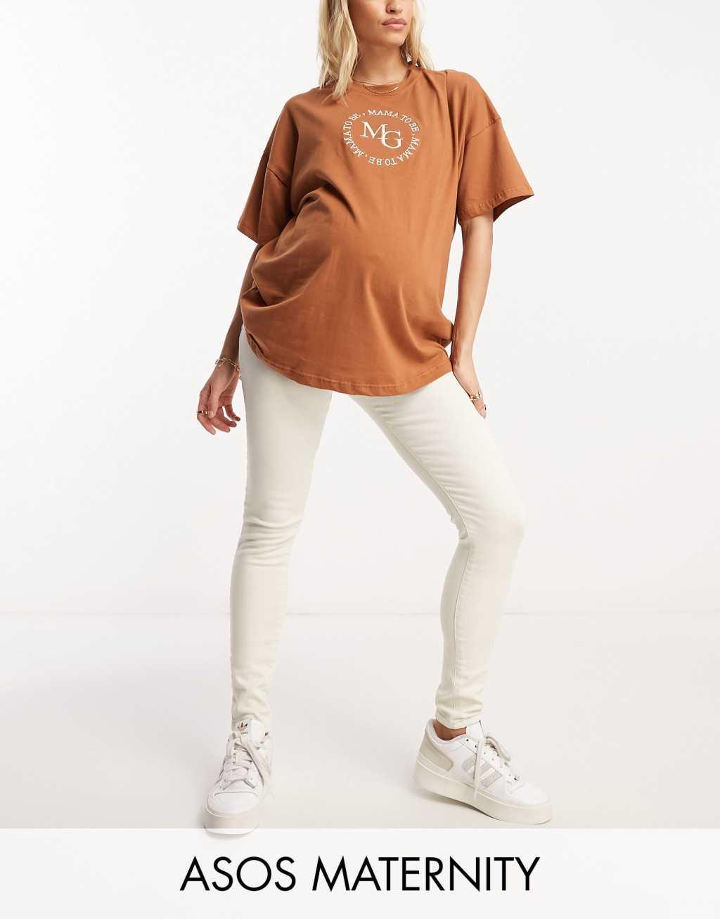 ASOS DESIGN Maternity ultimate skinny jean in off white Product Image