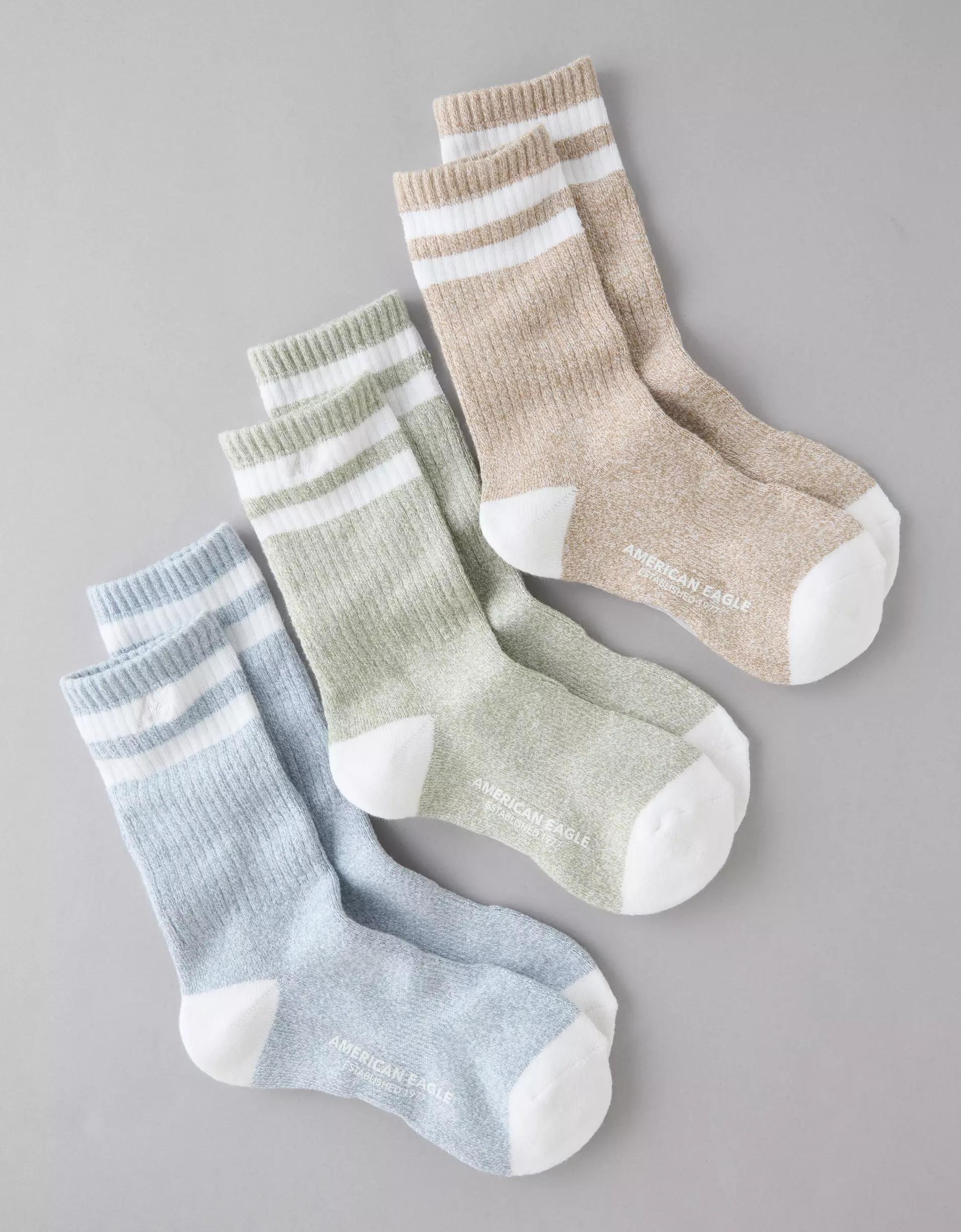 AE Striped Terry Crew Socks 3-Pack Product Image