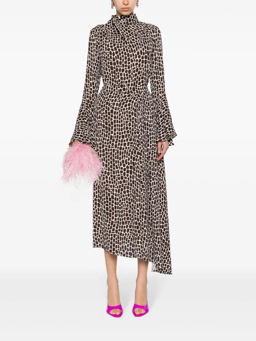 MSGM Animal-print Asymmetric Maxi Skirt In Beis Product Image