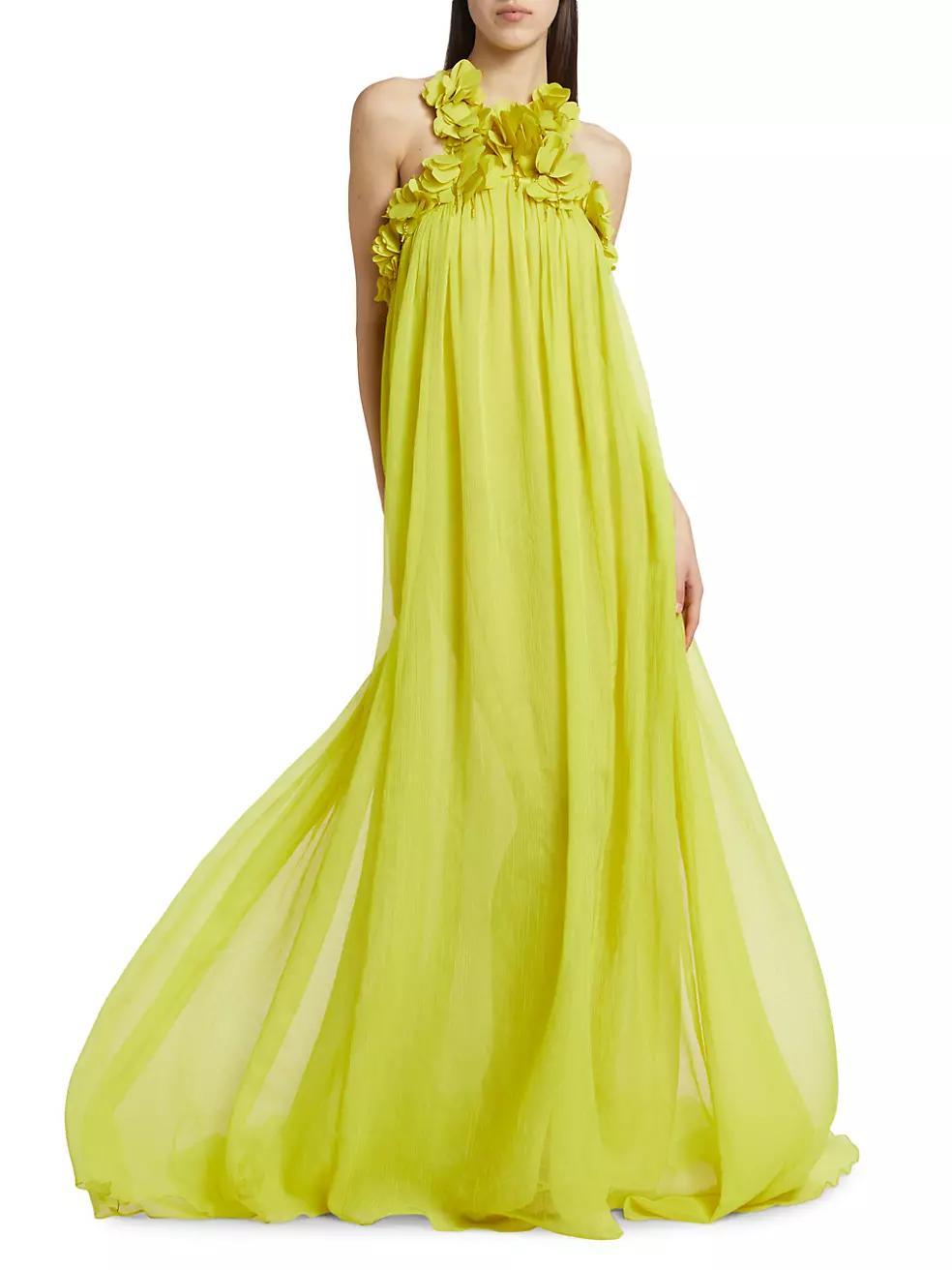 Floral Appliqué Chiffon Gown Product Image