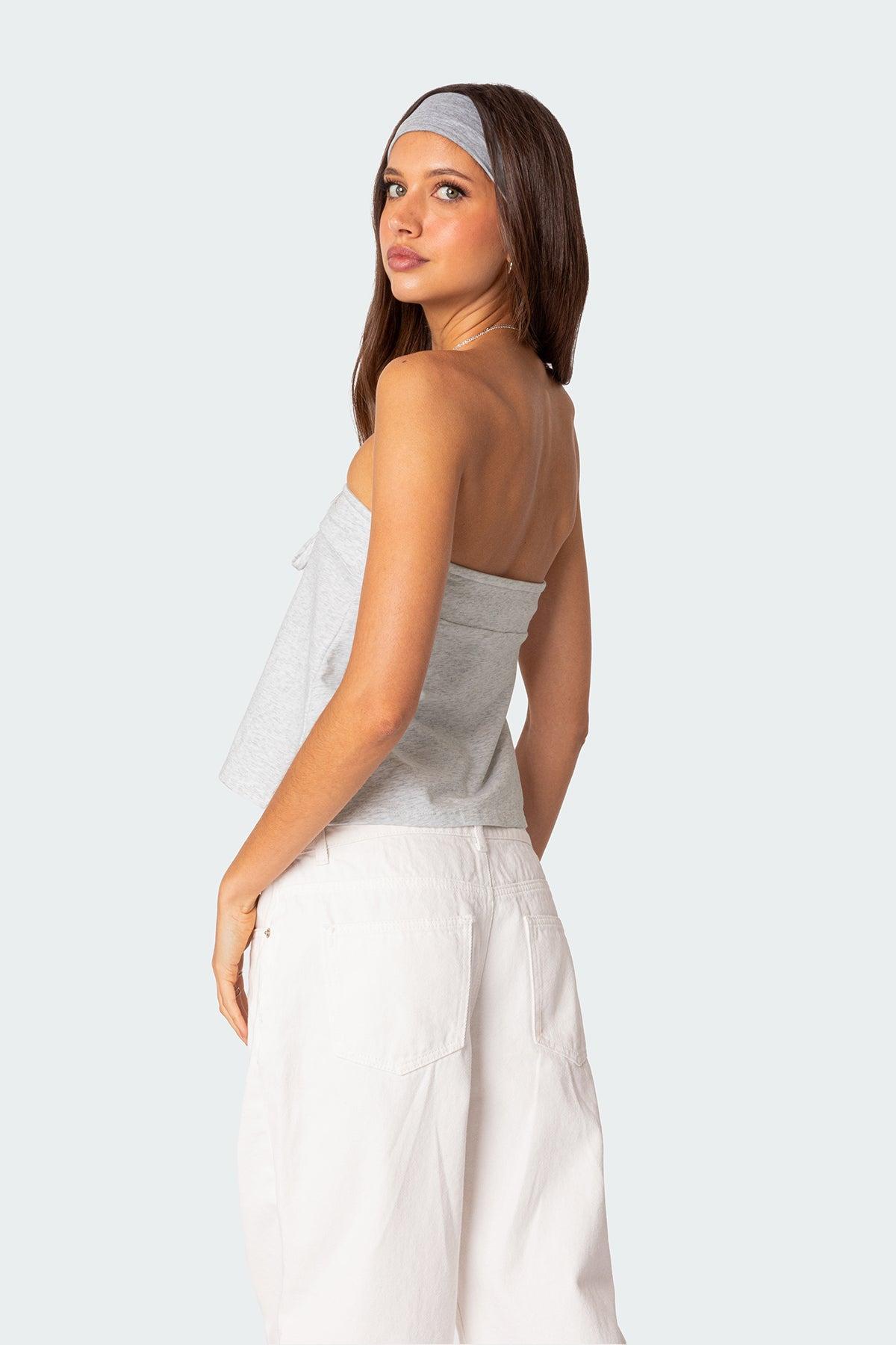 Caroline Tie Front Strapless Top Product Image
