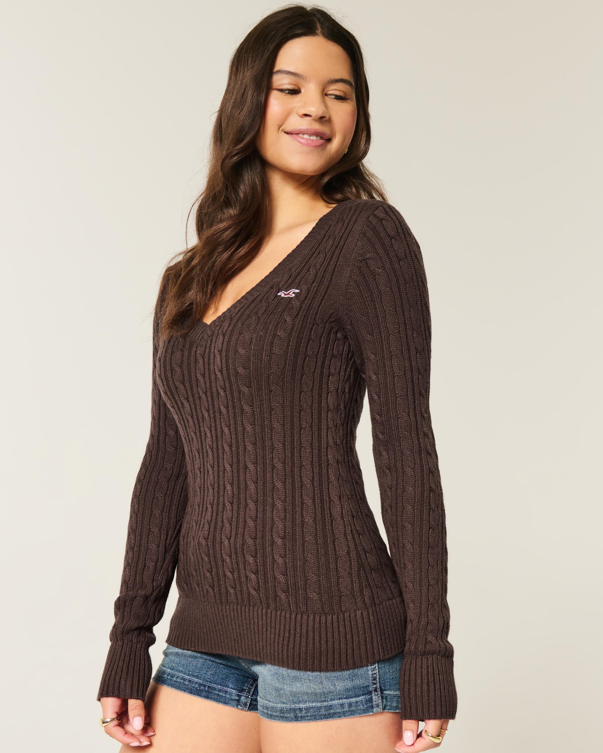Cable-Knit Icon V-Neck Sweater Product Image