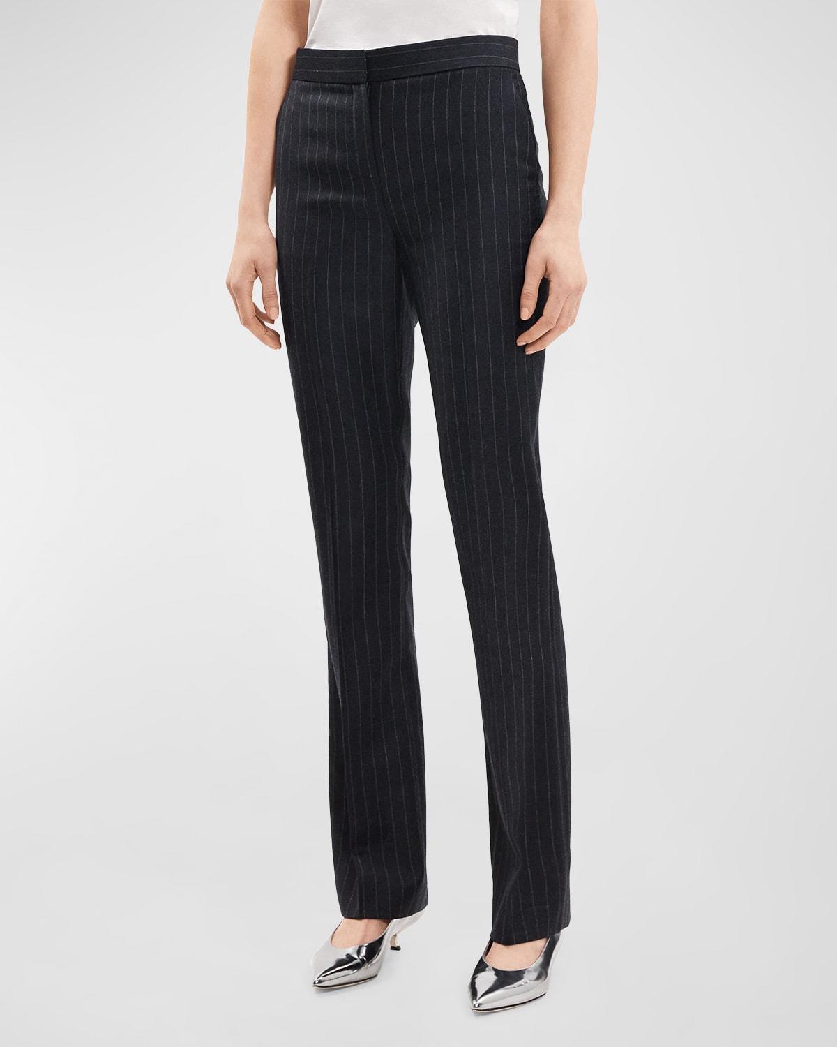 Womens Mid-Rise Straight-Leg Wool Pants Product Image