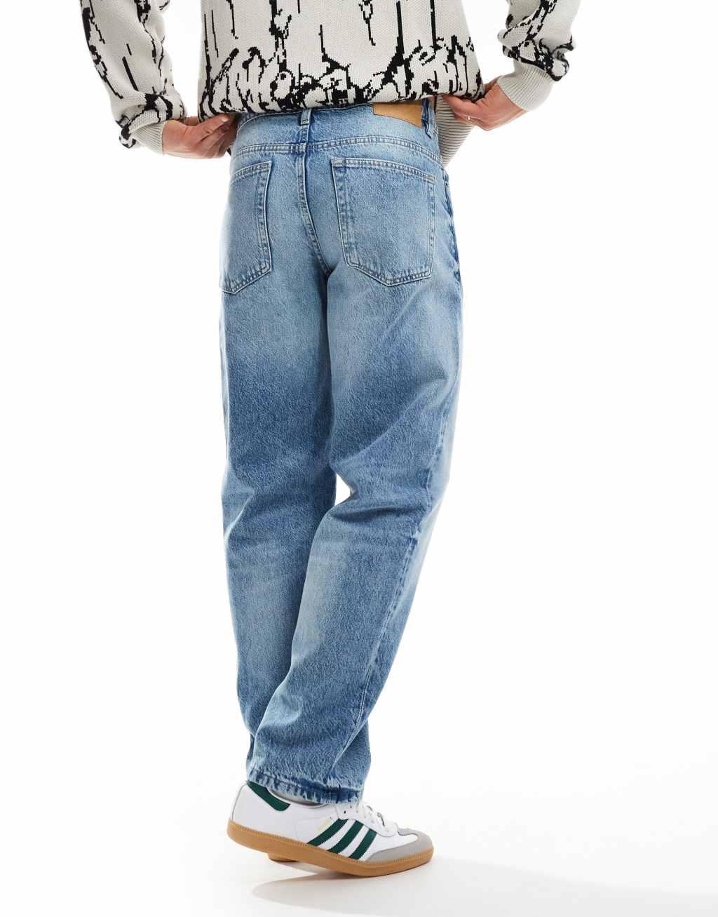 Cotton On baggy jeans in cannonball blue denim with contrast stich Product Image