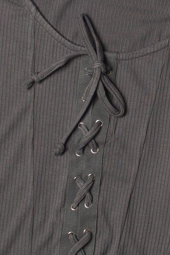 Lace Up Front Long Sleeve Top Product Image