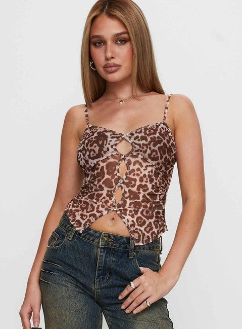 Tanaia Button Up Top Leopard Product Image