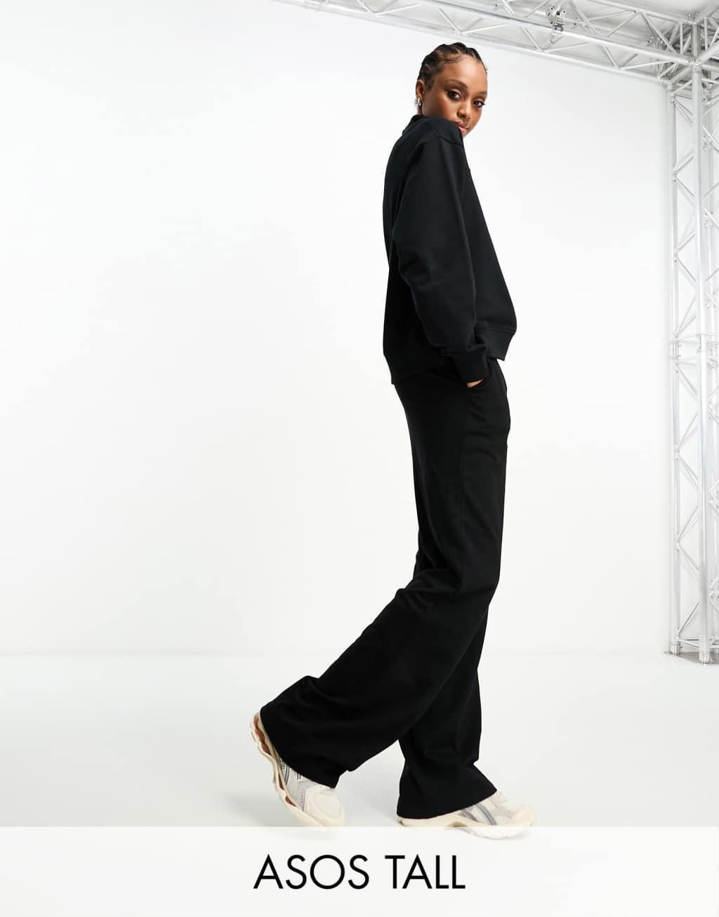 ASOS DESIGN Tall straight leg sweatpants in black Product Image