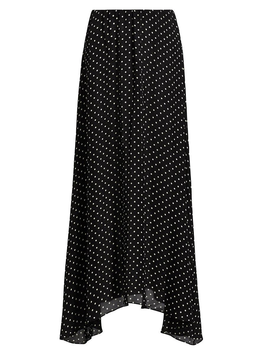 Womens Polka Dot Flared Maxi Skirt Product Image